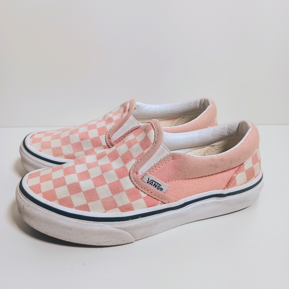 Vans Little Kids Classic Slip-On Checkerboard Shoe Pink White - Picture 9 of 10